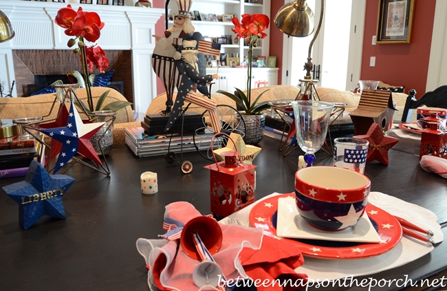 4th of July Patriotic Table Settings Tablescape with Patriotic Star Dishware 2_wm