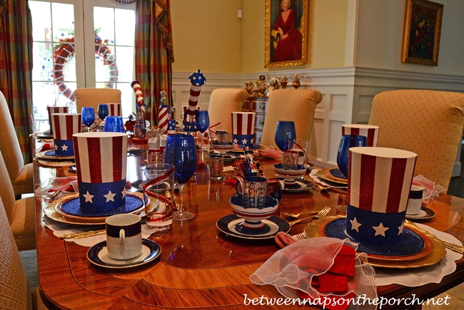 4th of July Table Setting Tablescape in Red, White & Blue