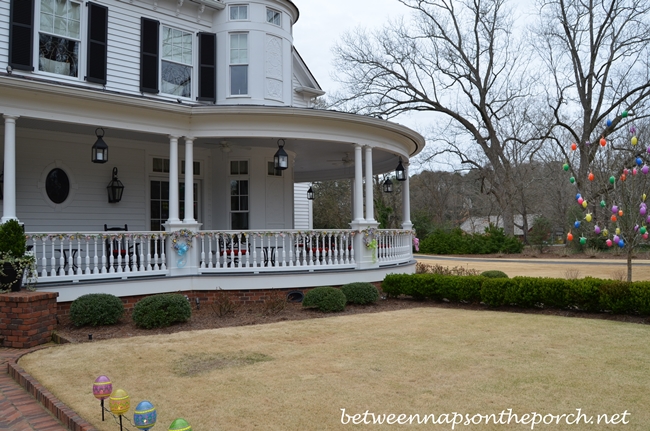 Porch Decorated for Easter