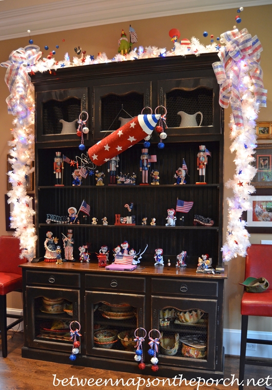 Kitchen Hutch Decorated for 4th of July