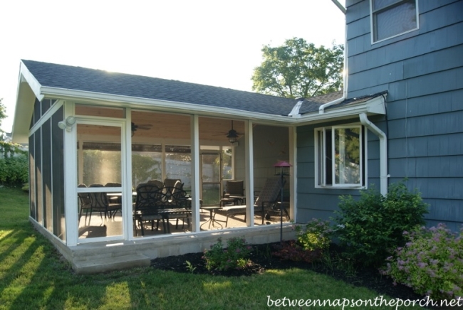 Screened-In Porch Addition: Patio Becomes Screened-In Porch – Between Naps  on the Porch