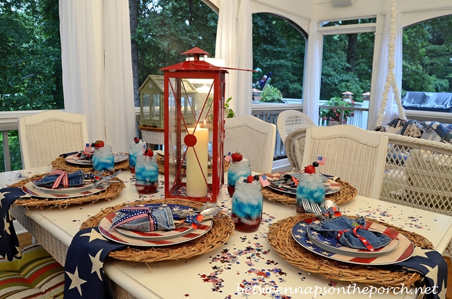 4th of July Table Setting with Warren Kimble Colonial Flag Dishware