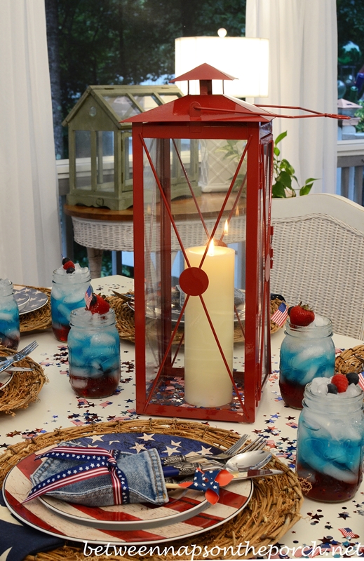 4th of July Table Setting with Warren Kimble Colonial Flag Dishware