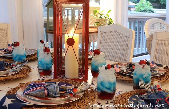 4th of July Table Setting with Warren Kimble Colonial Flag Dishware