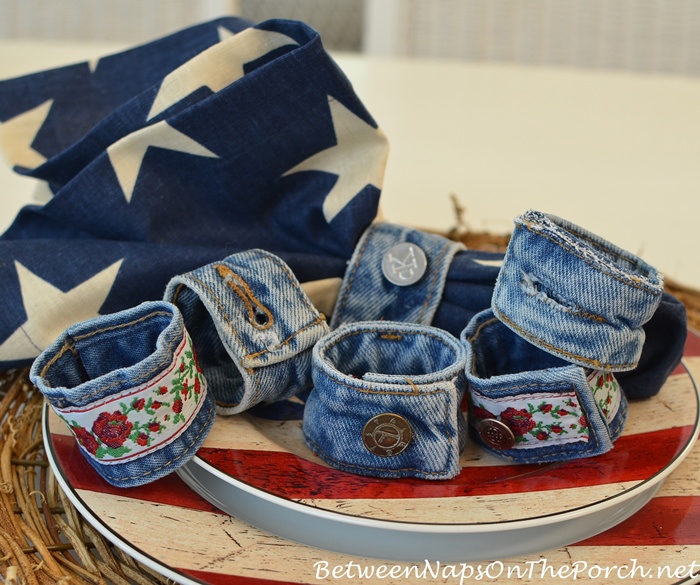 Denim Napkin Rings Made from Old Denim Jeans, Denim Craft