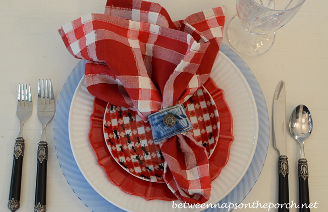 Denim Napkin Rings Made from Old Jeans