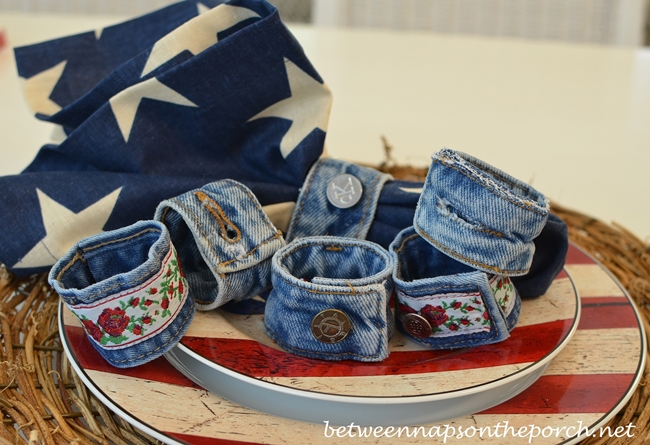 Denim Napkin Rings Made from Old Jeans