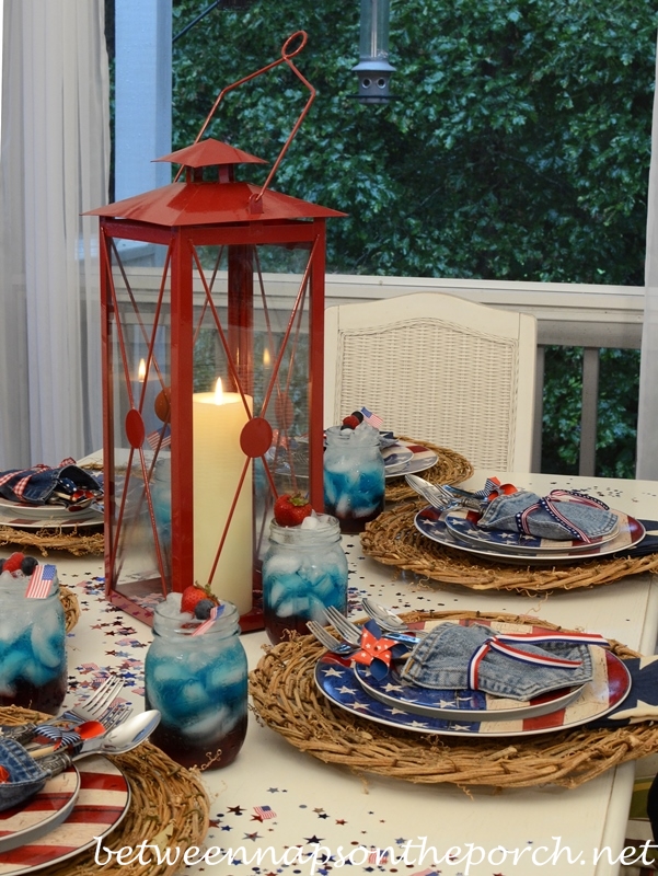 Independence Day Table Setting with Warren Kimble Colonial Dishware_wm