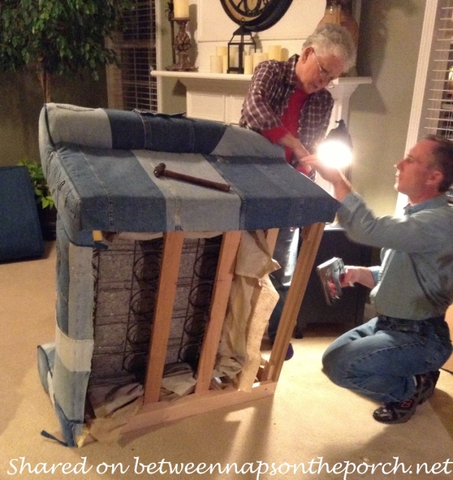 Recycle Old Jeans to Upholster a Chair