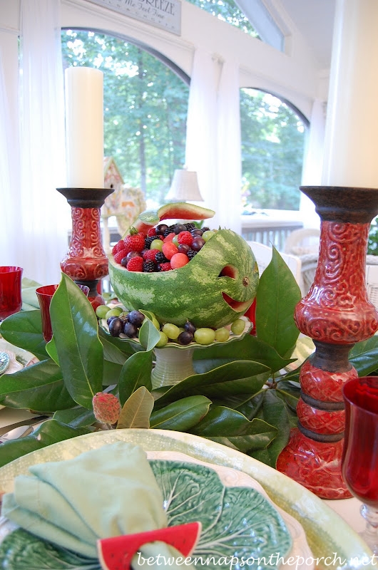 Carved Whale Watermelon Centerpiece for a Summer Tablescape