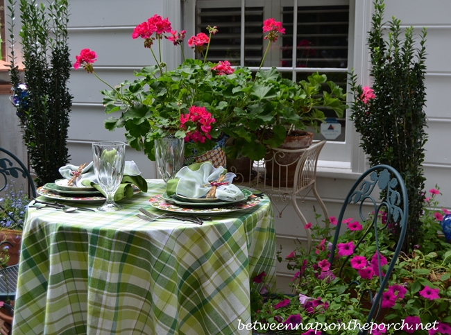 Floral Summer Table Setting Mixing Different Dish Patterns