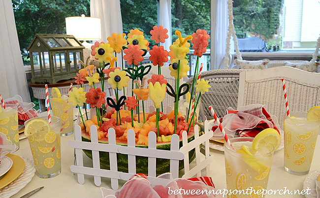 Flower Garden Carved from Watermelon Centerpiece