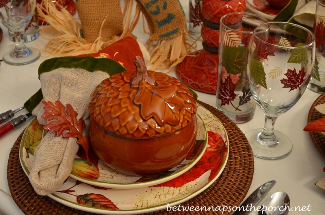 Acorn Tureen in a Autumn Tablescape