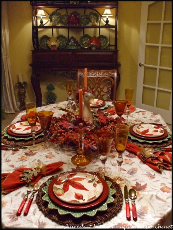 Fall Table Setting Tablescape with an Autumn Goose Tureen Centerpiece