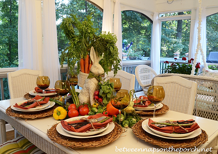 Garden Tablescape with Bunny and Vegetable Centerpiece 2