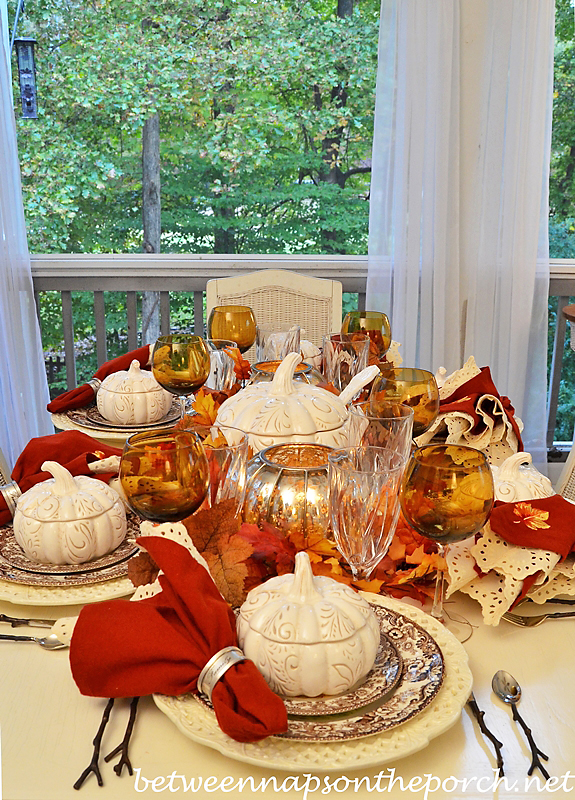 Fall Table Setting with Spode Woodland and Pumpkin Tureens_1