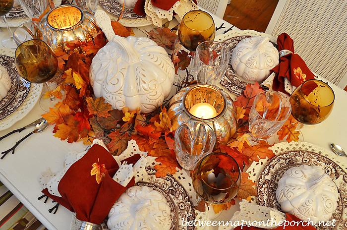 Fall Tablescape on the Porch with Spode Woodland and Pumpkin Tureens