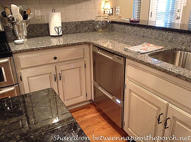 Kitchen Renovated with Painted Cabinets and Granite