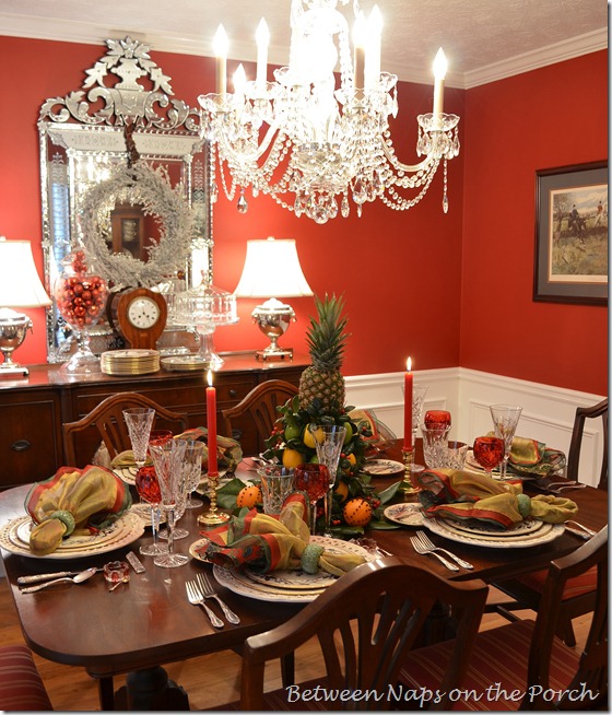 Christmas Tablescape with Colonial Williamsburg Centerpiece