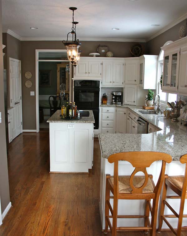 Kitchen Renovation with Giallo Ornamental Granite Countertops and White Painted Cabinets