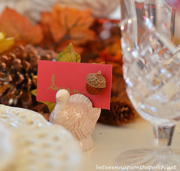 Thanksgiving Table Setting Tablescape with Spode Woodland, Copeland Spode Tower, Rustic Turkey Centerpiece and Turkey Tureens 05_wm