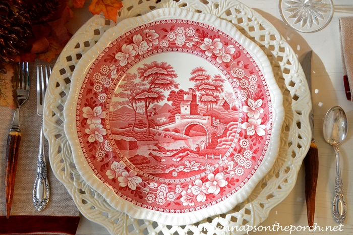 Thanksgiving Table Setting Tablescape with Spode Woodland, Copeland Spode Tower, Rustic Turkey Centerpiece and Turkey Tureens