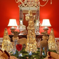 Holiday Table Setting Tablescape in Silver and Green