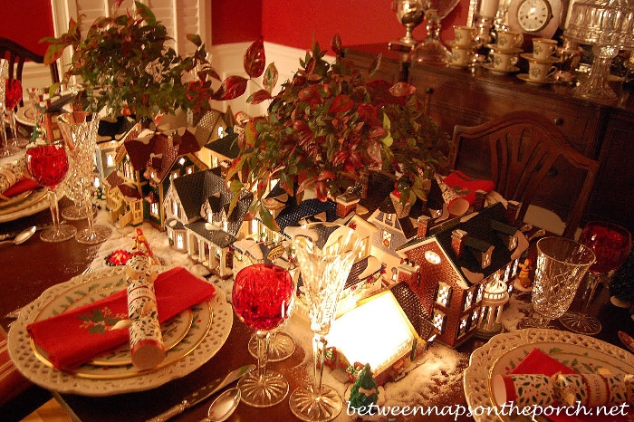 Holiday Table Setting with Lenox Holiday and Waterford Crystal