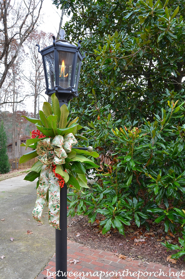 Lantern Decorated for Christmas with Greenery