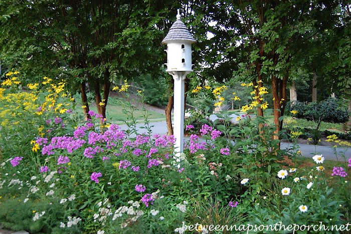 Perennial Garden with Dovecote Bird House