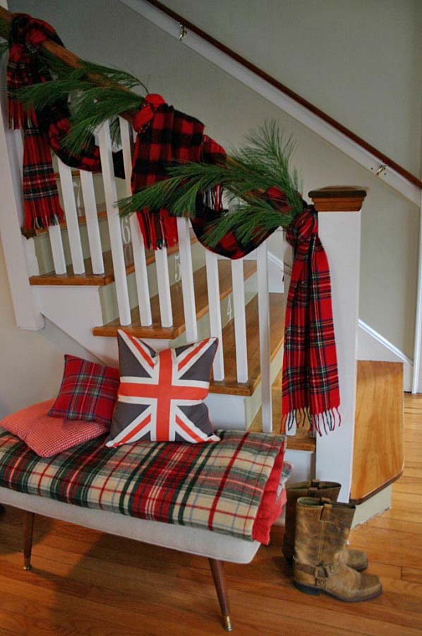 Plaid Banister for Christmas