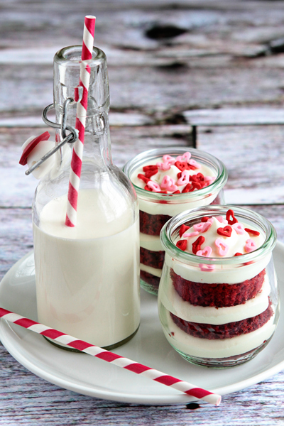 Red-Velvet Cake in a Jar Dessert for Valentine's Day