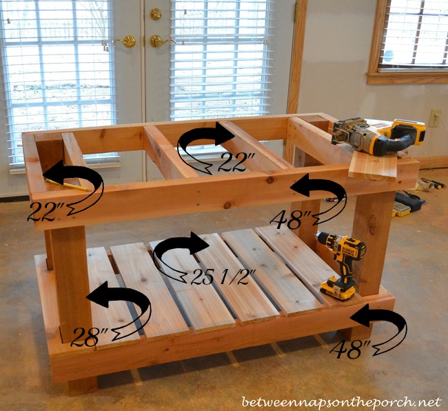 Build a Potting Bench Table, Pottery Barn Abbott Inspired