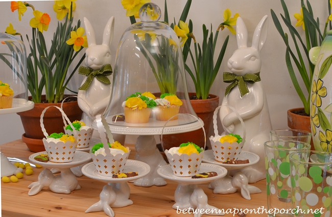Easter Table Setting with Bunnies and Daffodils_wm