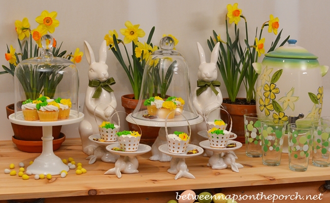 Spring Easter Dessert Buffet with Cupcakes 