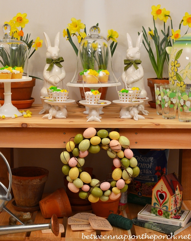 Spring Easter Dessert Buffet with Cupcakes 