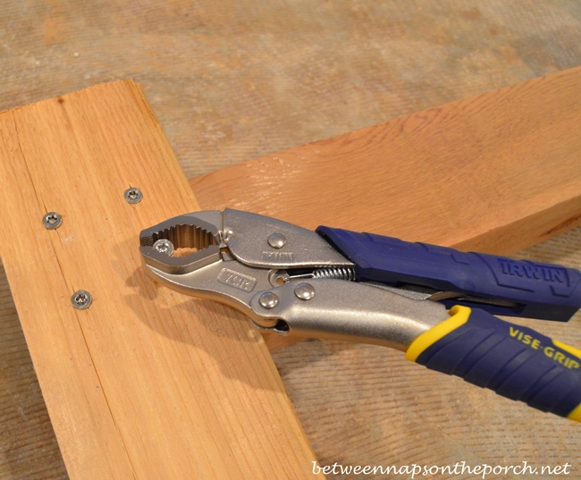 Use vise grips to get out a stuck screw