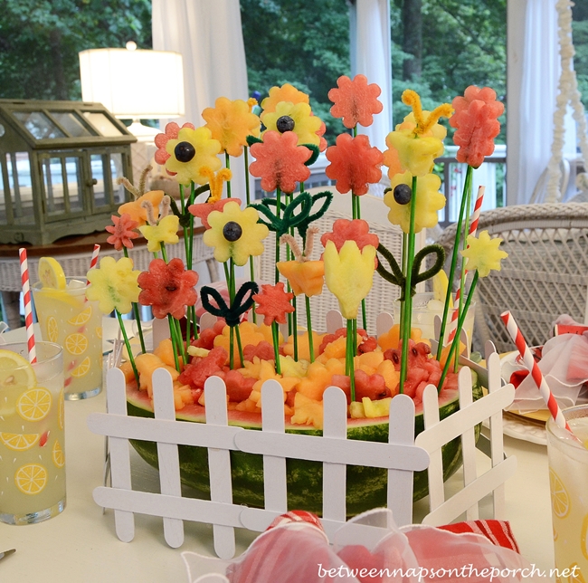 Carved Watermelon Flower-Garden Centerpiece