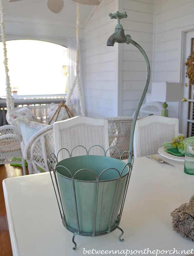 Whimsical Flower Pot with Attached Faucet