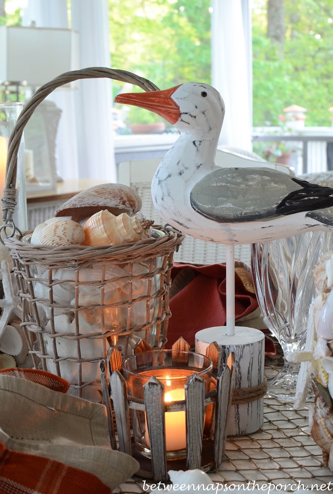 Nautical Beach Table Setting Tablescape With Lobster and Crab Plates 