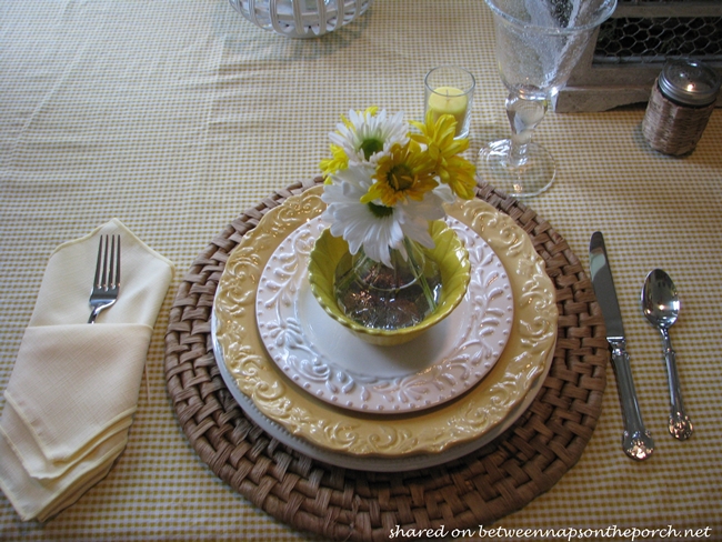 Spring Table Setting Tablescape in Yellow & White 06