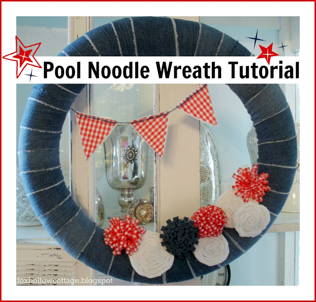 Denim Wreath Made From Pool Noodle