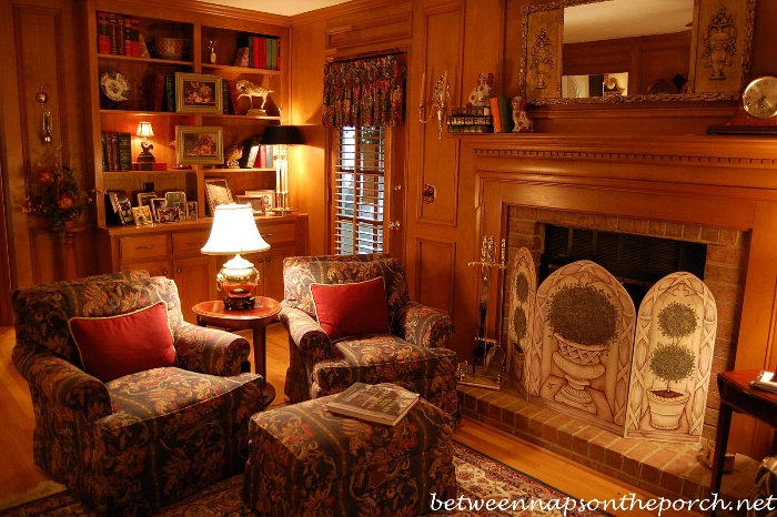Living Room With Judges Paneling and Jewel Tone Fabrics 2_wm