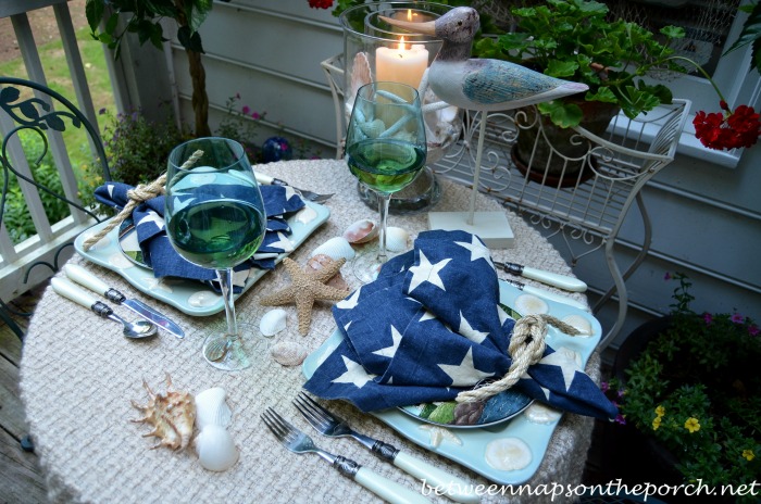 Star Napkins and Nautical Rope Napkin Rings