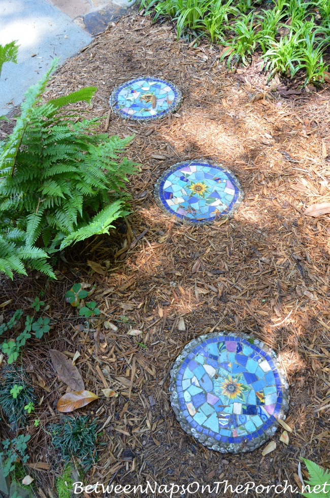 Blue Mosiac Garden Stepping Stones