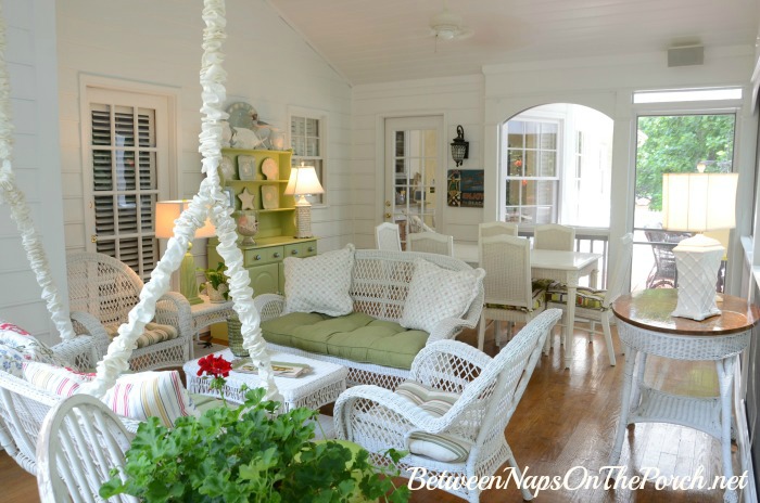 Screened Porch Decorated For Summer