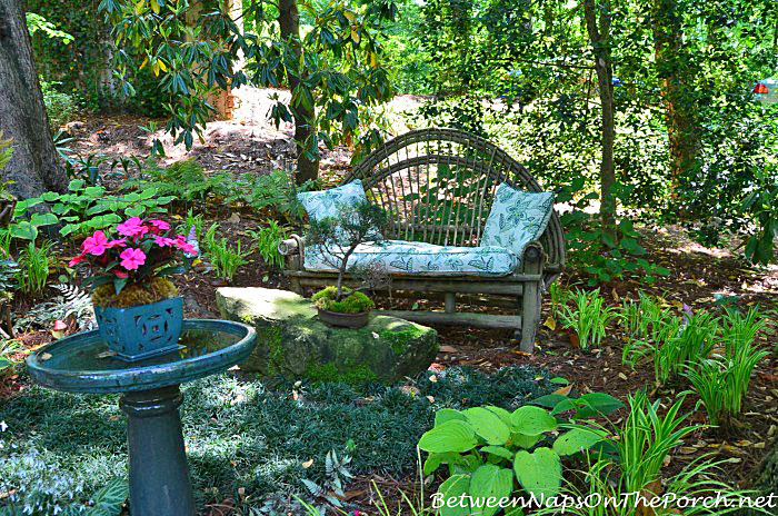 Twig Garden Bench in the Garden