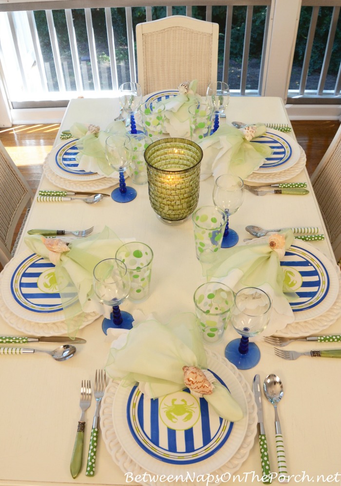 Beach Tablescape in Green & Blue