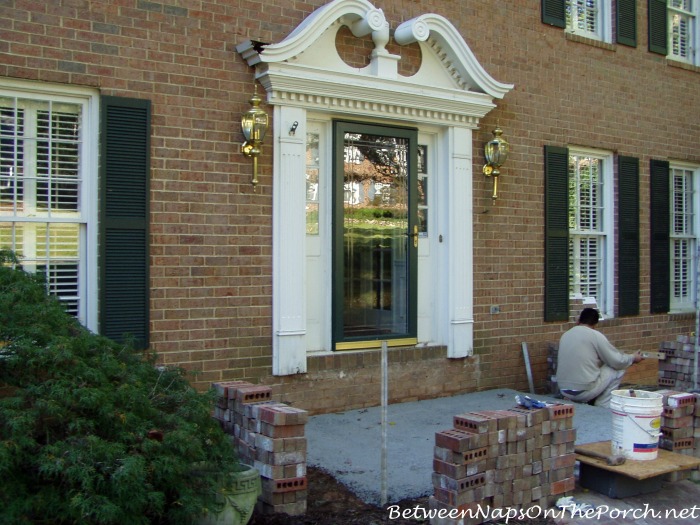 porch build brick cost existing much does stoop building foundation addition walkway side built redesign connecting concrete farm too betweennapsontheporch