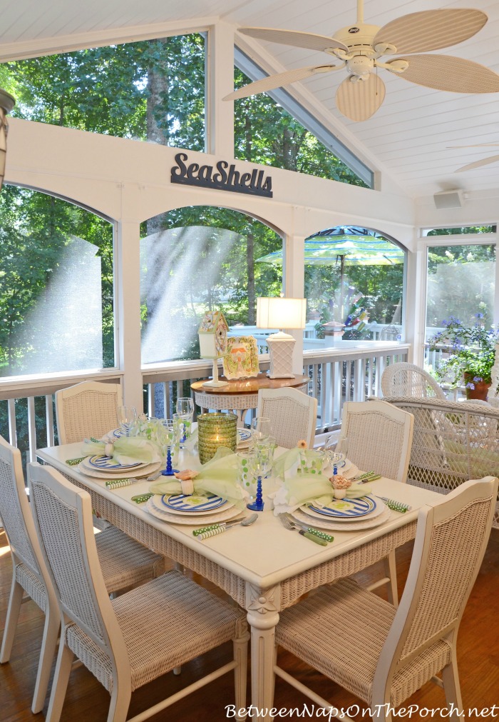 Summer Dining Table Setting On The Porch